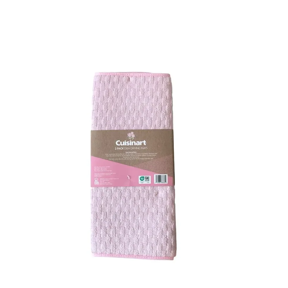 Pastel Pink Kitchen Dish Drying Mats 18x24 Set of 2 by Cuisinart NEW